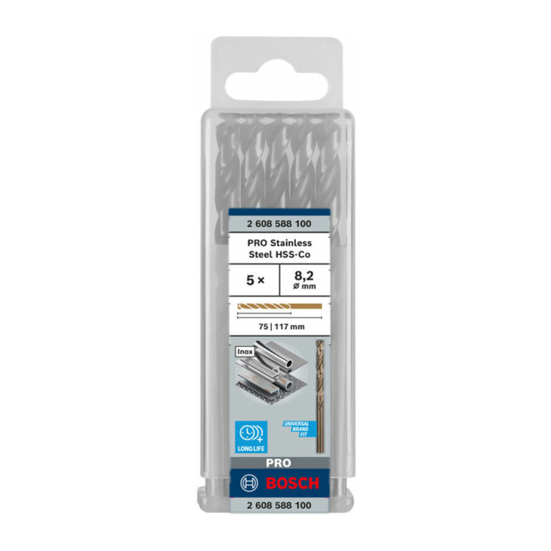 Foret à métaux Bosch HSS-Co DIN 338 8,2 x 75 x 117 mm