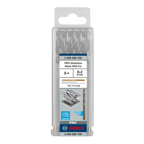 Foret à métaux Bosch HSS-Co DIN 338 8,2 x 75 x 117 mm