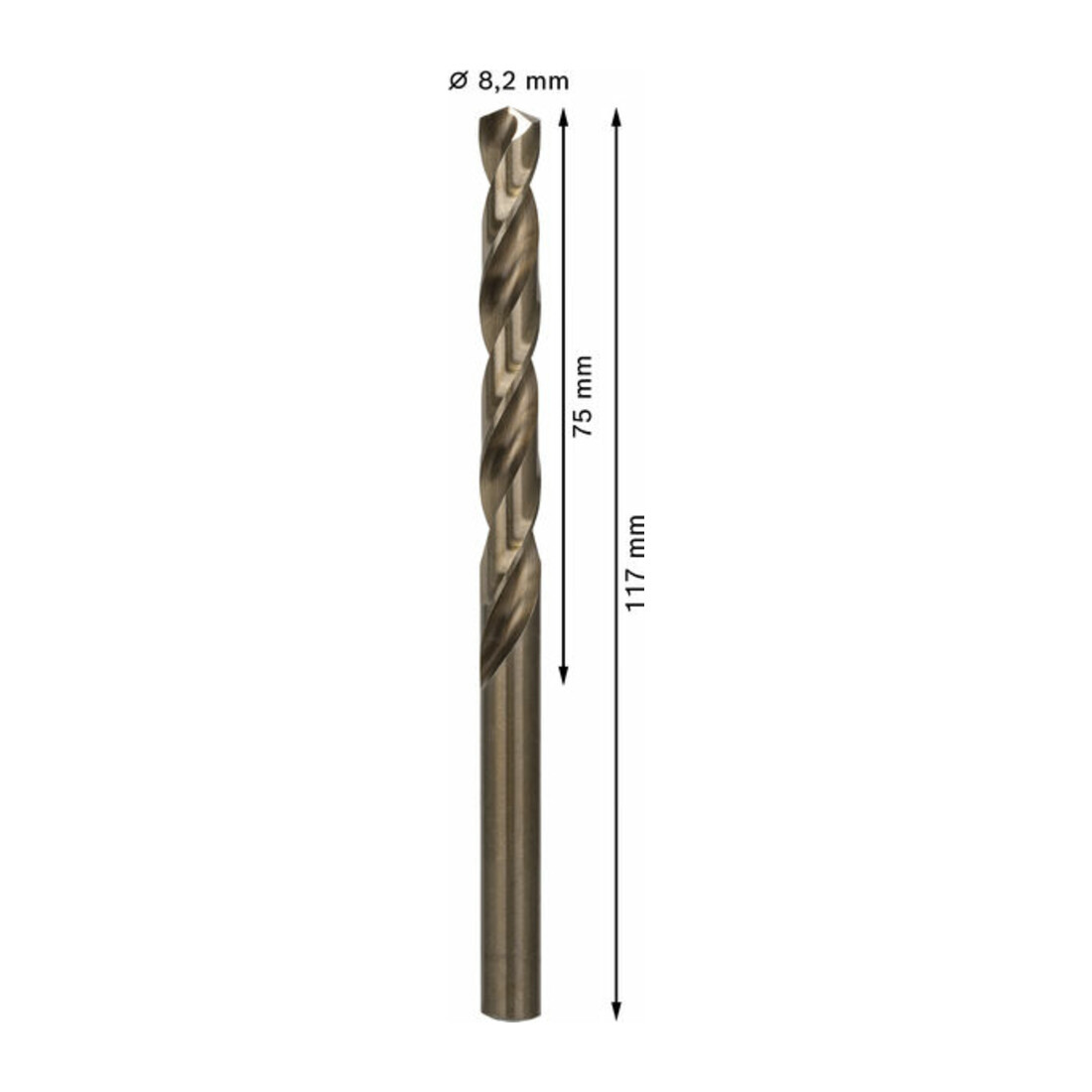 Foret à métaux Bosch HSS-Co DIN 338 8,2 x 75 x 117 mm