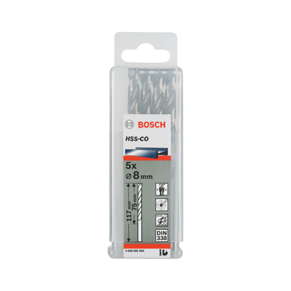 Foret à métaux Bosch HSS-Co DIN 338 8,2 x 75 x 117 mm