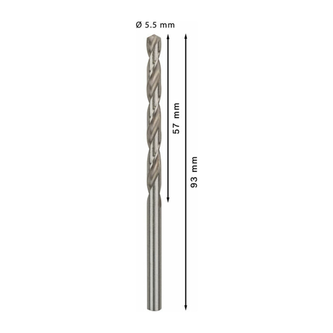 Foret à métaux Bosch HSS-G, DIN 338, 5,5 x 57 x 93 mm