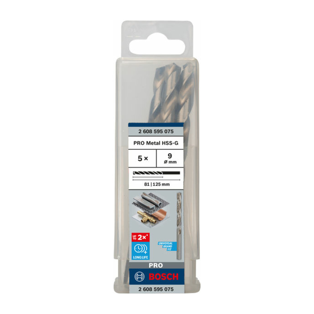 Foret à métaux Bosch HSS-G, DIN 338, 9 x 81 x 125 mm