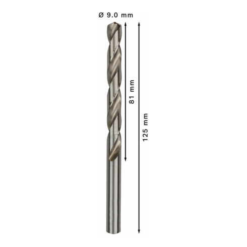 Foret à métaux Bosch HSS-G, DIN 338, 9 x 81 x 125 mm