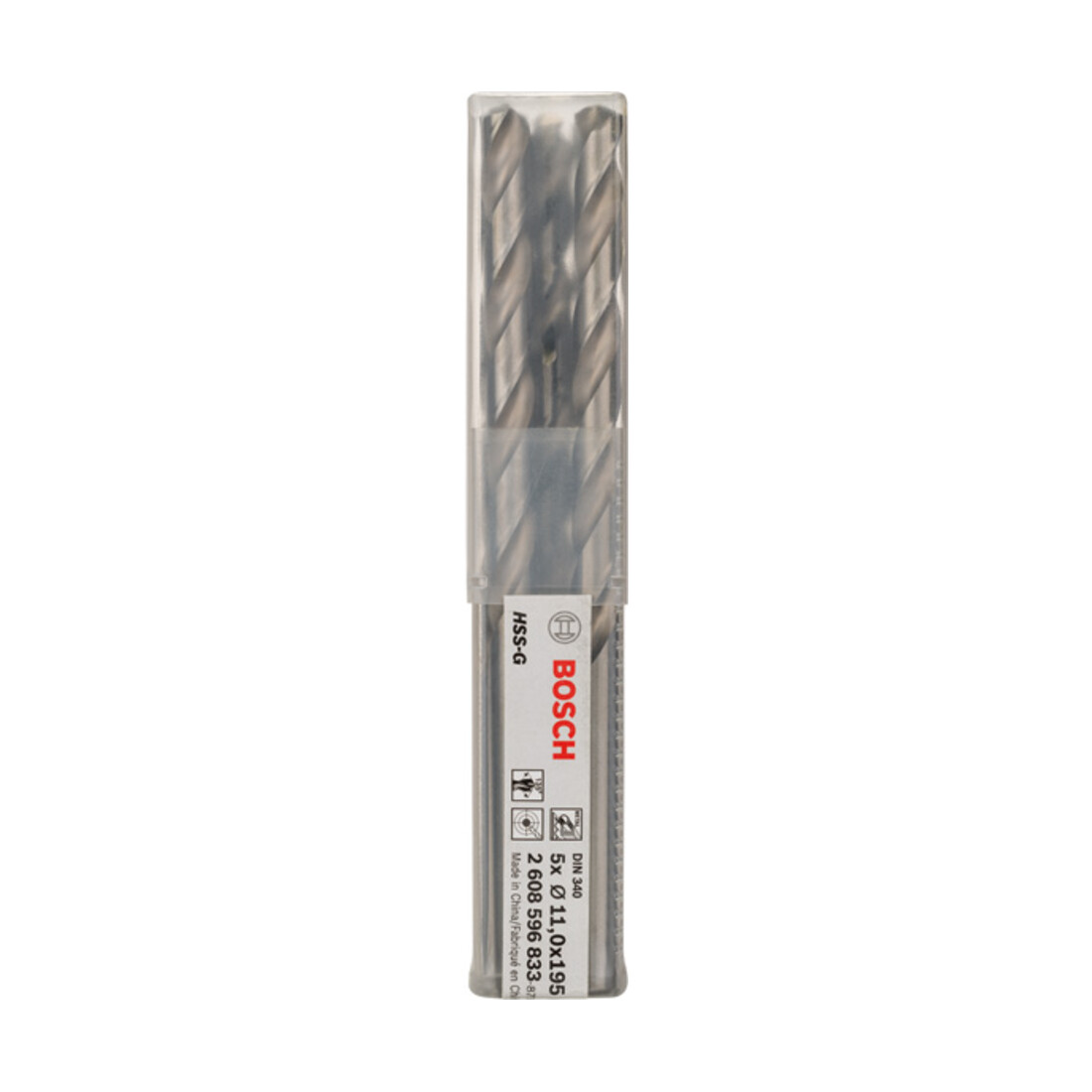 Foret à métaux Bosch HSS-G, DIN 340, 11 x 128 x 195 mm