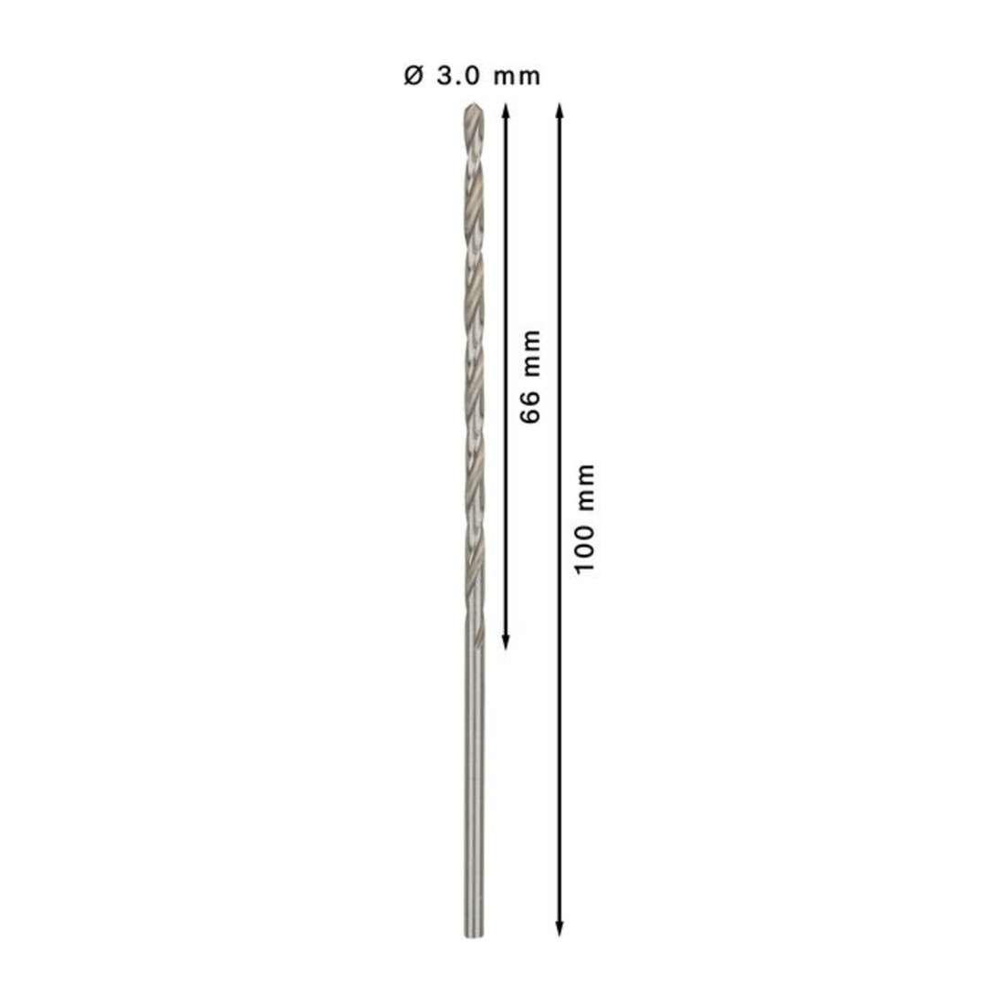 Foret à métaux Bosch HSS-G, DIN 340, 3 x 66 x 100 mm
