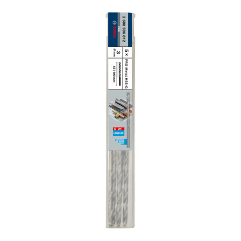 Foret à métaux Bosch HSS-G, DIN 340, 3 x 66 x 100 mm
