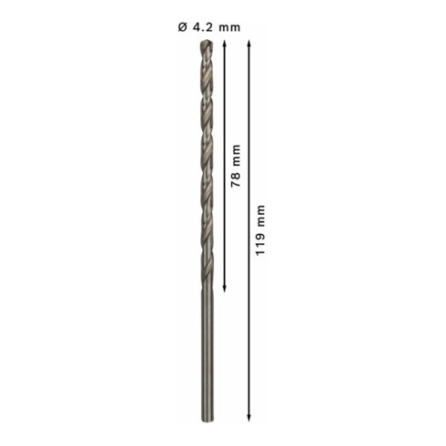 Foret à métaux Bosch HSS-G, DIN 340, 4,2 x 78 x 119 mm