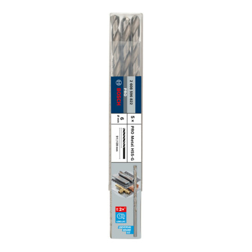 Foret à métaux Bosch HSS-G, DIN 340, 6 x 91 x 139 mm