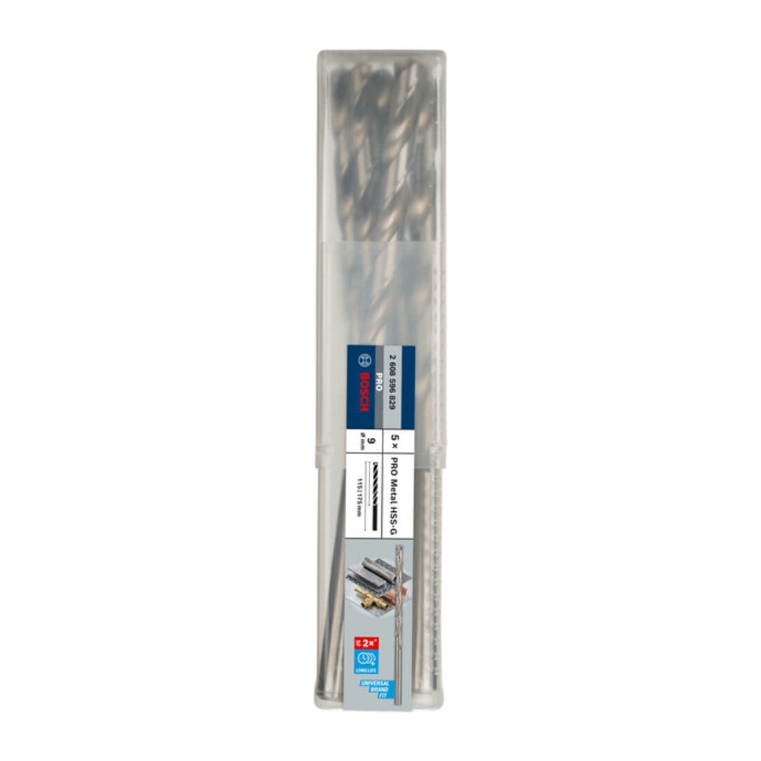 Foret à métaux Bosch HSS-G, DIN 340, 9 x 115 x 175 mm