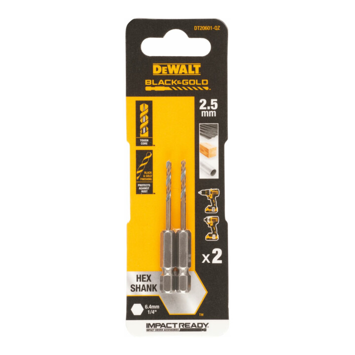 Foret à métaux HSS-G DEWALT, 2x2,5mm, hexagonal