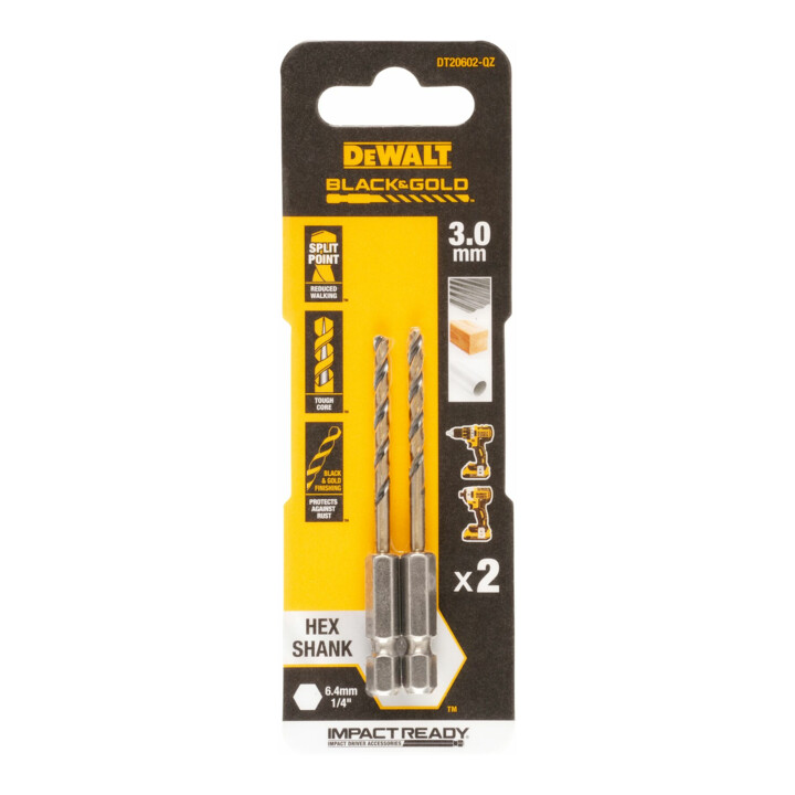Foret à métaux HSS-G DEWALT, 2x3mm, hexagonal