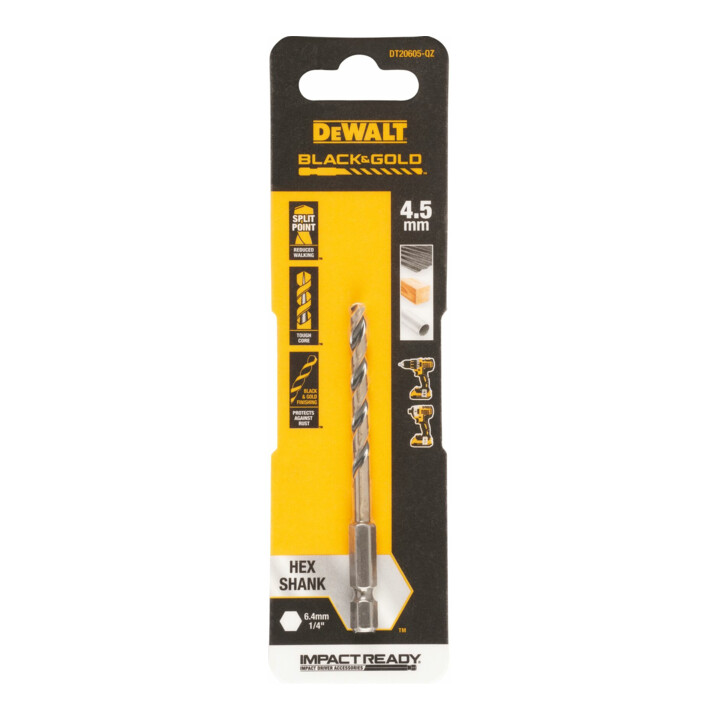 Foret à métaux HSS-G DEWALT, 4,5 mm, hexagonal