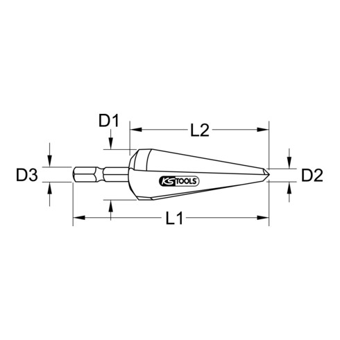 Foret aléseur conique HSS sur porte-embout, Ø 5-22 mm