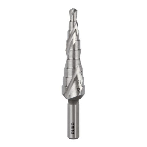 Foret étagé RUKO plage de perçage 4-12 mm HSS-Co goujures hélicoïdales
