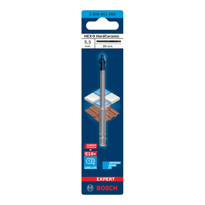Foret HardCeramic EXPERT HEX-9 Bosch, 5.5 x 90 mm