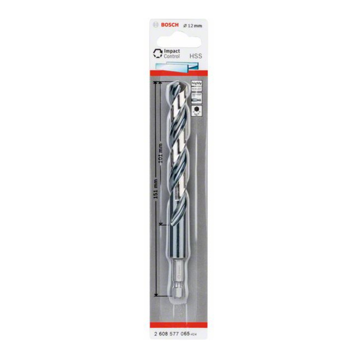 Foret hélicoïdal Bosch HSS Impact Control avec arbre hexagonal 12 x 101 x 151 mm