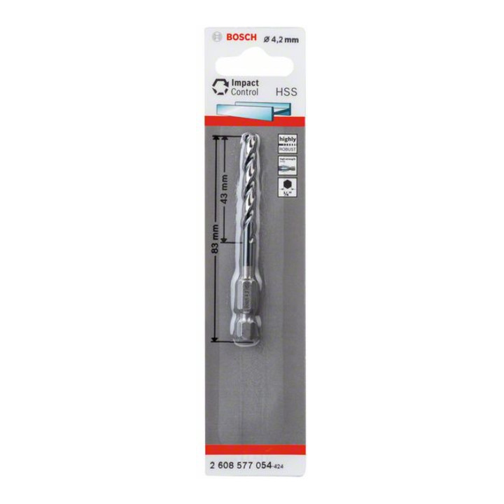 Foret hélicoïdal HSS à queue six pans 4,2 mm 4.2 x 43 x 83 mm