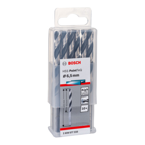 Foret hélicoïdal pour métaux Bosch HSS PointTeQ, DIN 338, 6,5 mm, 1 paquet