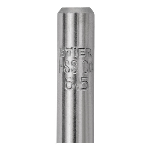 Foret hélicoïdal STIER 6,5 mm Premium HSS-E Co5 DIN 338 135°