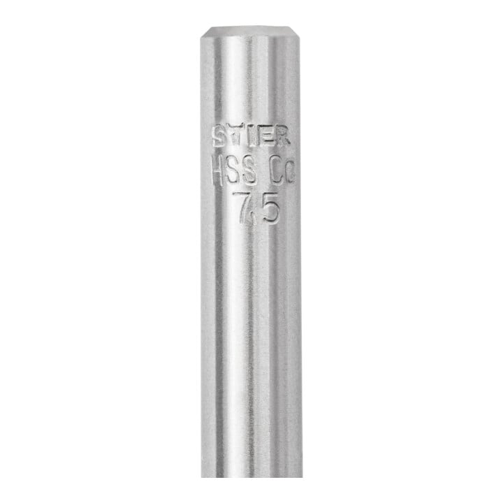 Foret hélicoïdal STIER 7,5 mm Premium HSS-E Co5 DIN 338 135°