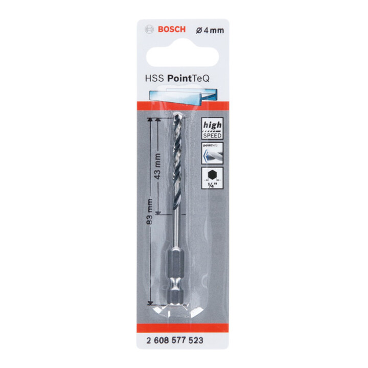 Foret hexagonal Bosch HSS PointTeQ 4,0 mm