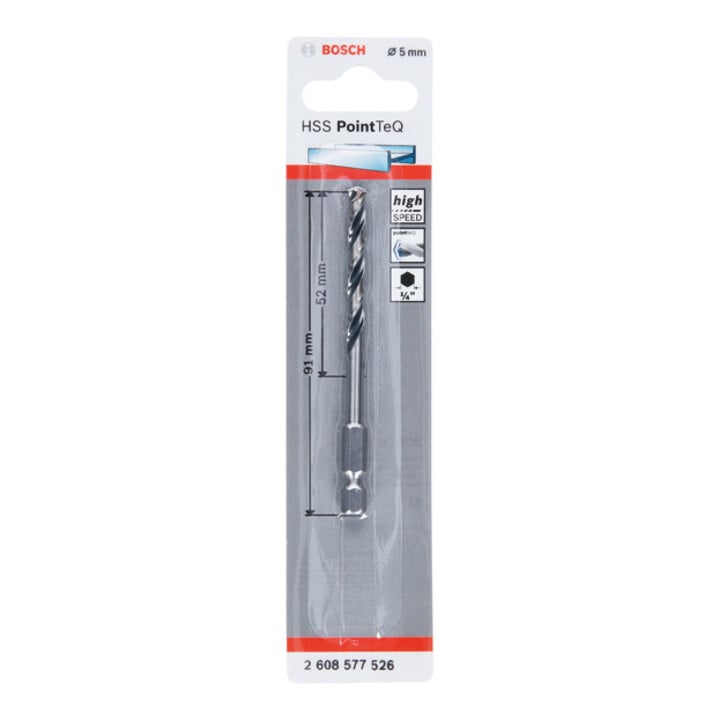 Foret hexagonal Bosch HSS PointTeQ 5,0 mm