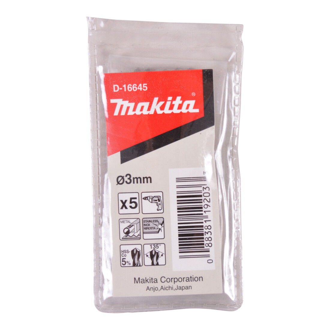 Mèche Makita HSS-CO 3.5X70 5ER PACK (D-16667)