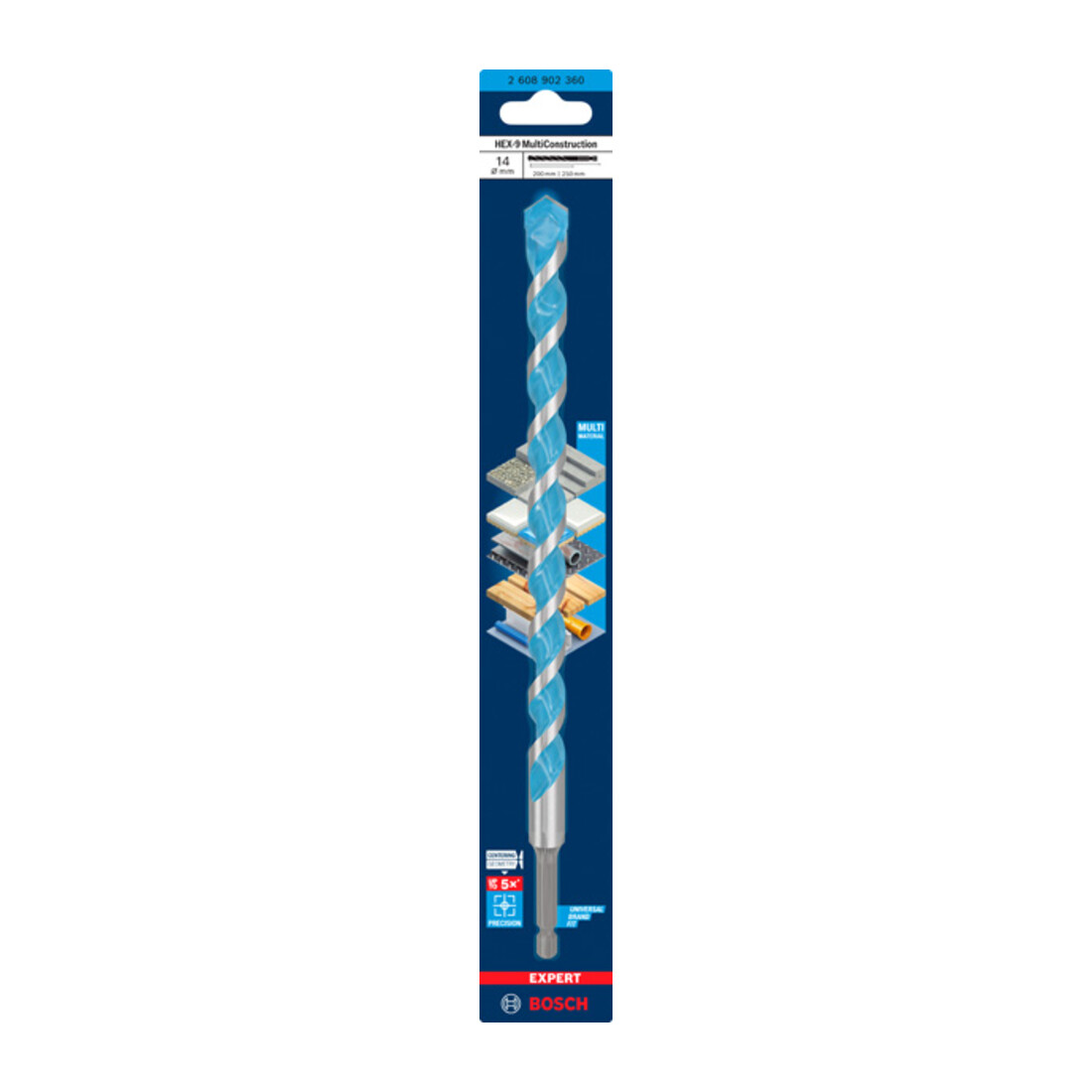 Foret Multi Construction Bosch EXPERT HEX-9, 14 x 200 x 250 mm