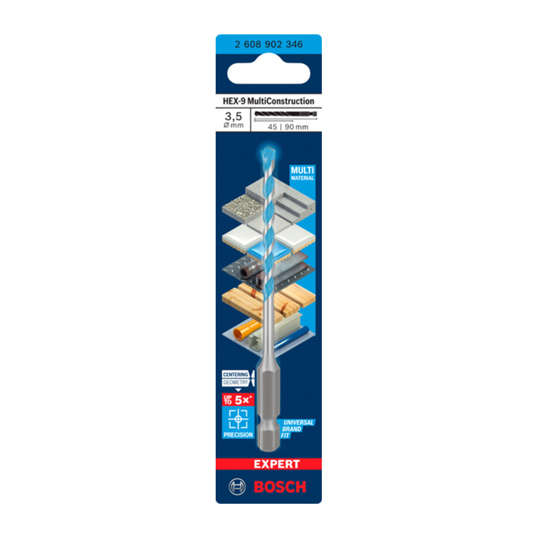 Foret Multi Construction Bosch EXPERT HEX-9, 3,5 x 45 x 90 mm
