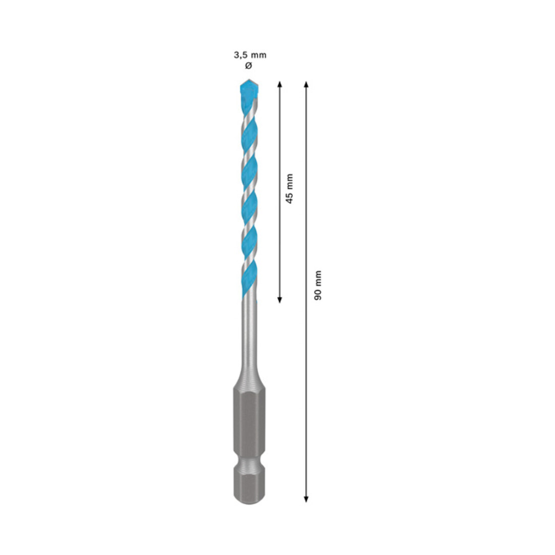Foret Multi Construction Bosch EXPERT HEX-9, 3,5 x 45 x 90 mm