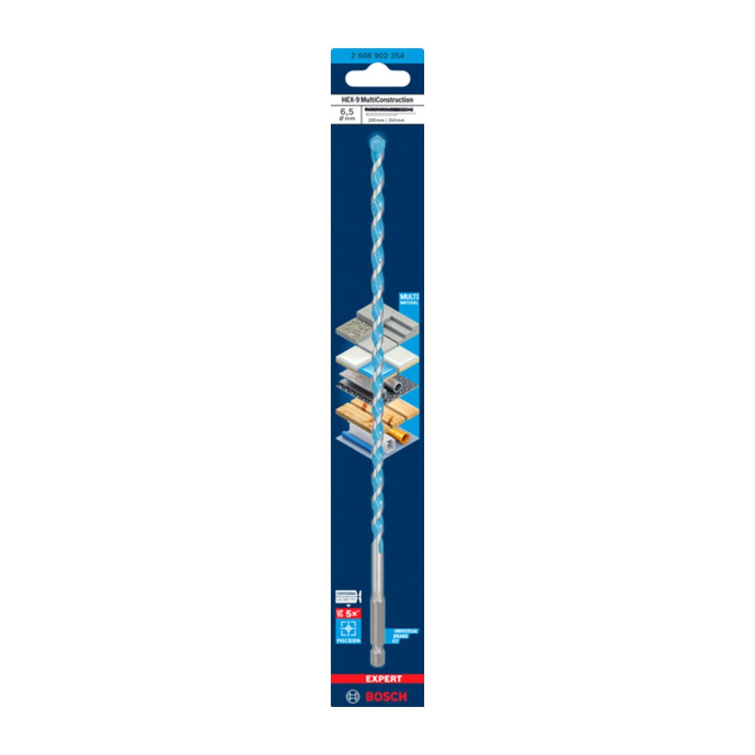 Foret Multi Construction Bosch EXPERT HEX-9, 6,5 x 200 x 250 mm