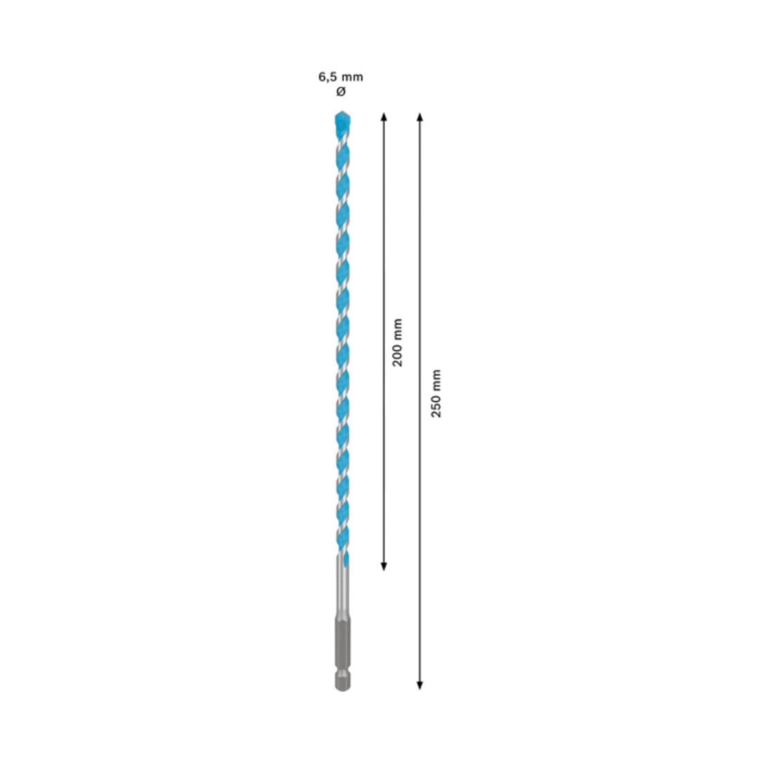 Foret Multi Construction Bosch EXPERT HEX-9, 6,5 x 200 x 250 mm