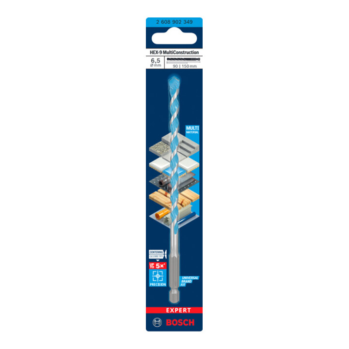 Foret Multi Construction Bosch EXPERT HEX-9, 6,5 x 90 x 150 mm