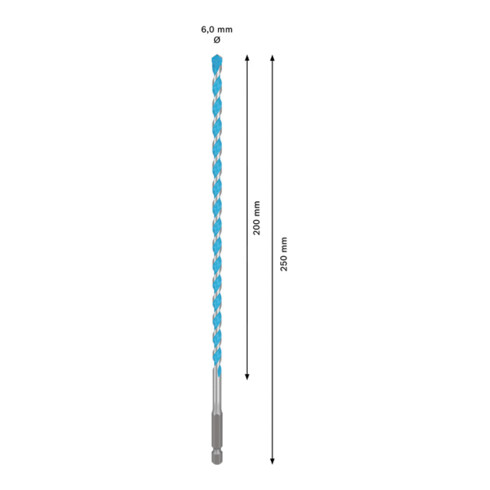 Foret Multi Construction Bosch EXPERT HEX-9, 6 x 200 x 250 mm