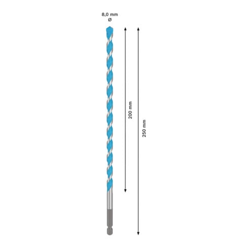 Foret Multi Construction Bosch EXPERT HEX-9, 8 x 200 x 250 mm