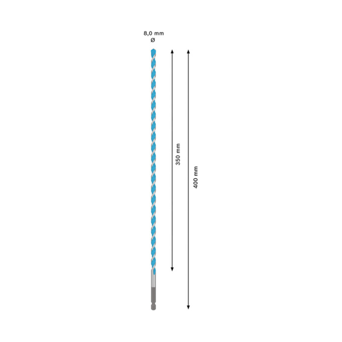 Foret Multi Construction Bosch EXPERT HEX-9, 8 x 350 x 400 mm