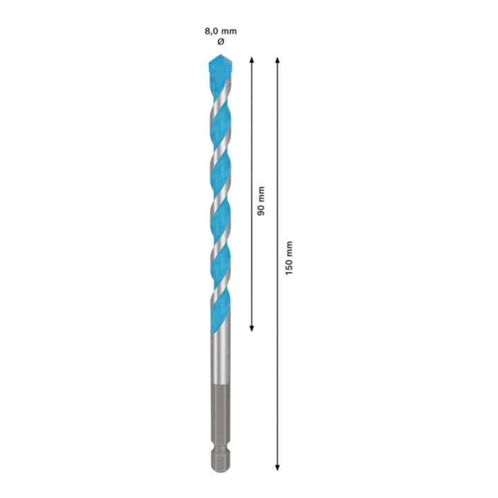 Foret Multi Construction Bosch EXPERT HEX-9, 8 x 90 x 150 mm