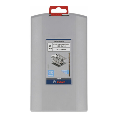 Forets à métaux HSS-Co (alliage cobalt), DIN 338, set ProBox de 25 pièces 1-13 mm