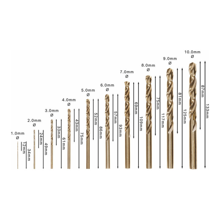Forets à métaux HSS-Co Robust Line, jeu de 10 pièces 1; 2; 3; 4; 5; 6; 7; 8; 9; 10 mm