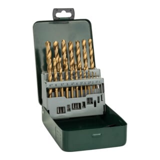 Forets à métaux HSS-TiN, set de 19 pièces