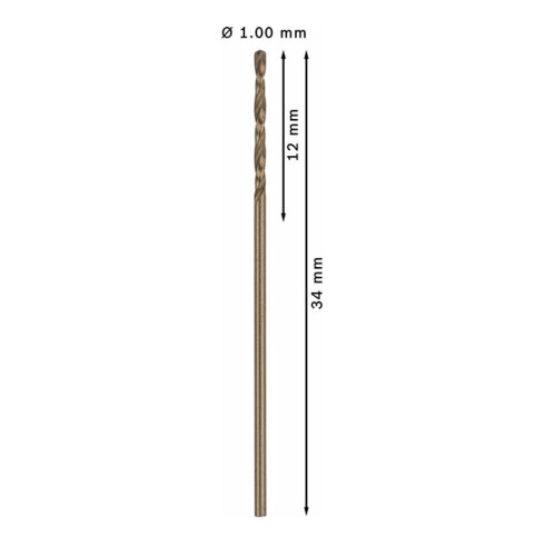 Forets à métaux rectifiés HSS-Co, DIN 338 1 x 12 x 34 mm