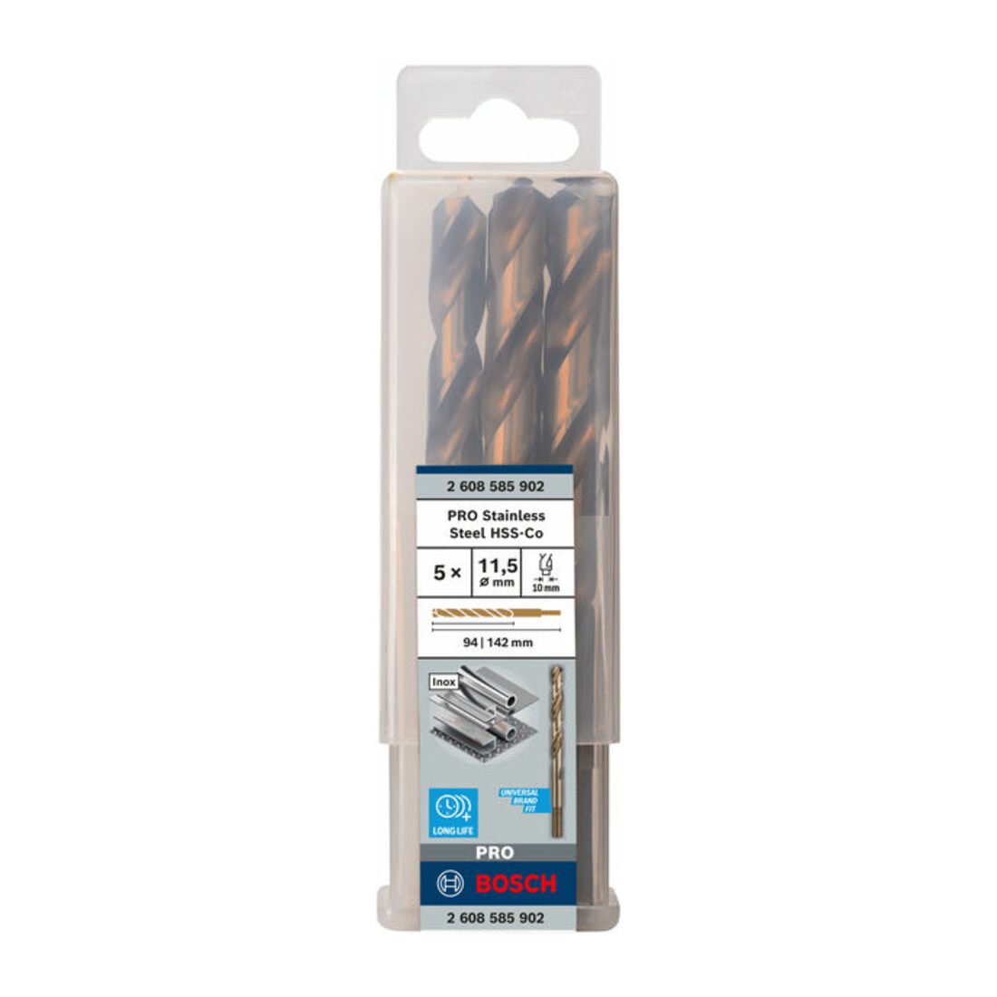 Forets à métaux rectifiés HSS-Co, DIN 338 11,5 x 94 x 142 mm