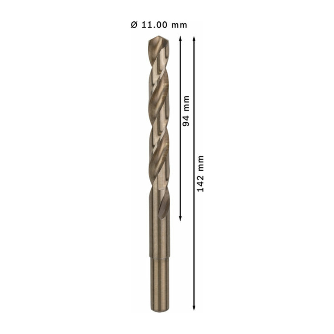 Forets à métaux rectifiés HSS-Co, DIN 338 11 x 94 x 142 mm