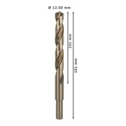 Forets à métaux rectifiés HSS-Co, DIN 338 12,5 x 101 x 151 mm-5