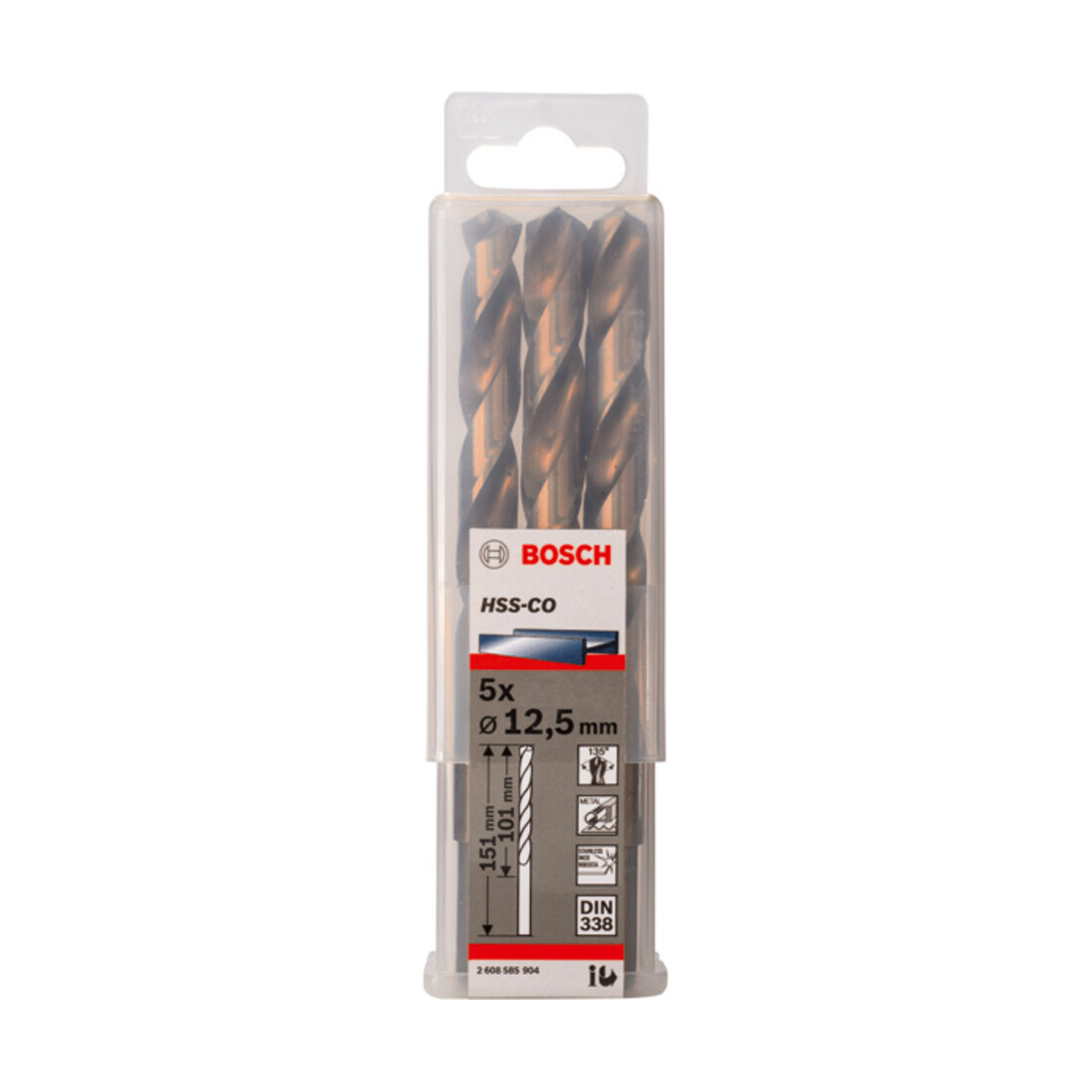 Forets à métaux rectifiés HSS-Co, DIN 338 12,5 x 101 x 151 mm