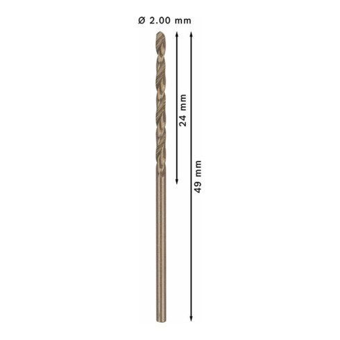 Forets à métaux rectifiés HSS-Co, DIN 338 2 x 24 x 49 mm