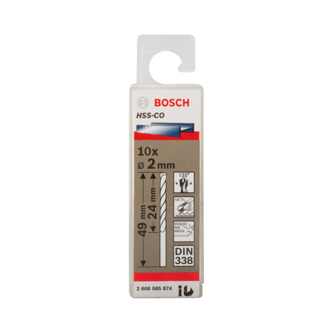 Forets à métaux rectifiés HSS-Co, DIN 338 2 x 24 x 49 mm