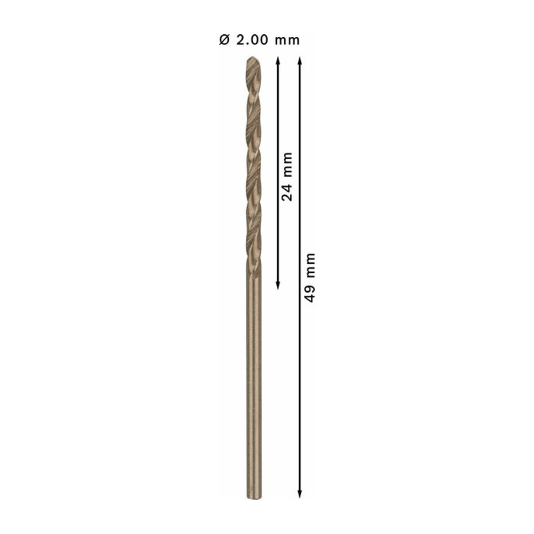 Forets à métaux rectifiés HSS-Co, DIN 338 2 x 24 x 49 mm