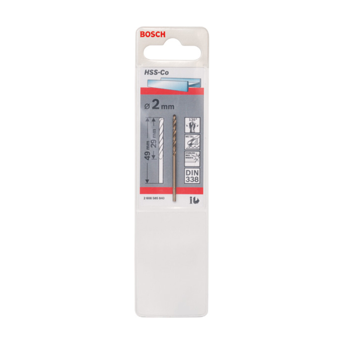 Forets à métaux rectifiés HSS-Co, DIN 338 2 x 29 x 49 mm