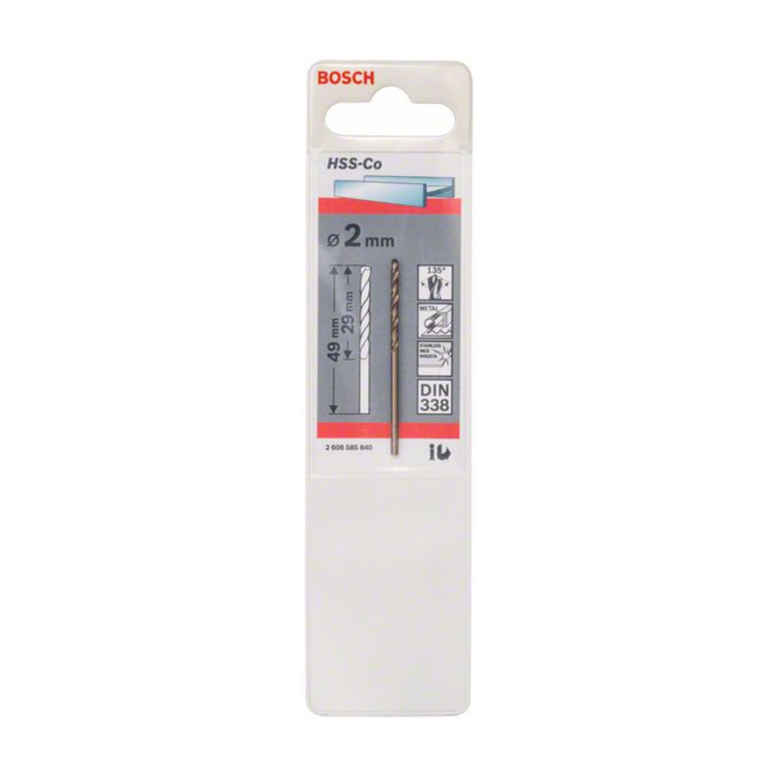 Forets à métaux rectifiés HSS-Co, DIN 338 2 x 29 x 49 mm